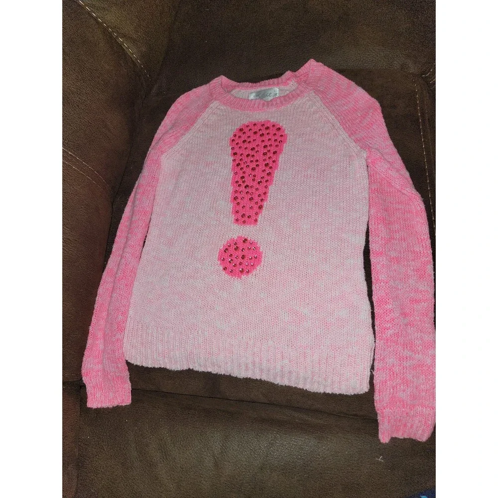 Justice lot of 2 pink sweaters exclamation point and‎ button up size 10